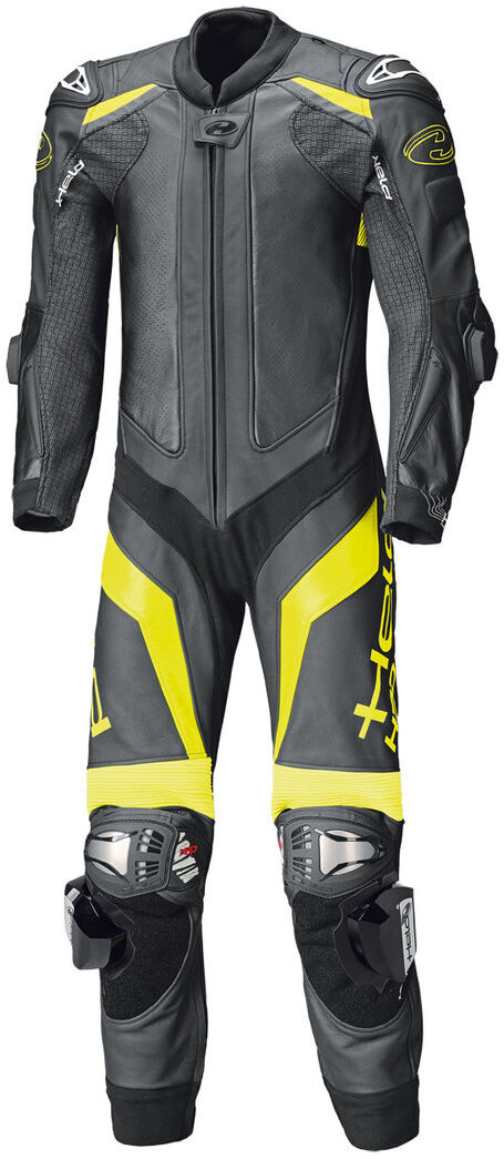 Held Race-Evo II Traje de cuero de motocicleta de una sola pieza - Negro Amarillo (54)