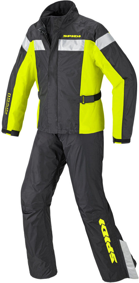 Spidi Touring Rain Kit Two Piece Traje de lluvia moto - Negro Amarillo (2XL)