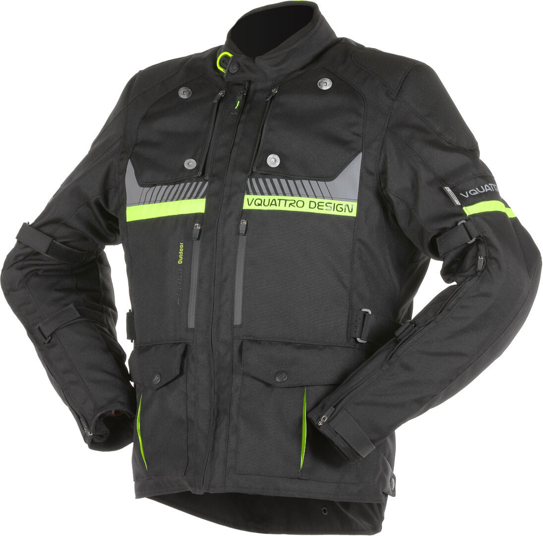 VQuattro Hurricane Chaqueta textil para motocicletas - Negro Amarillo (3XL)