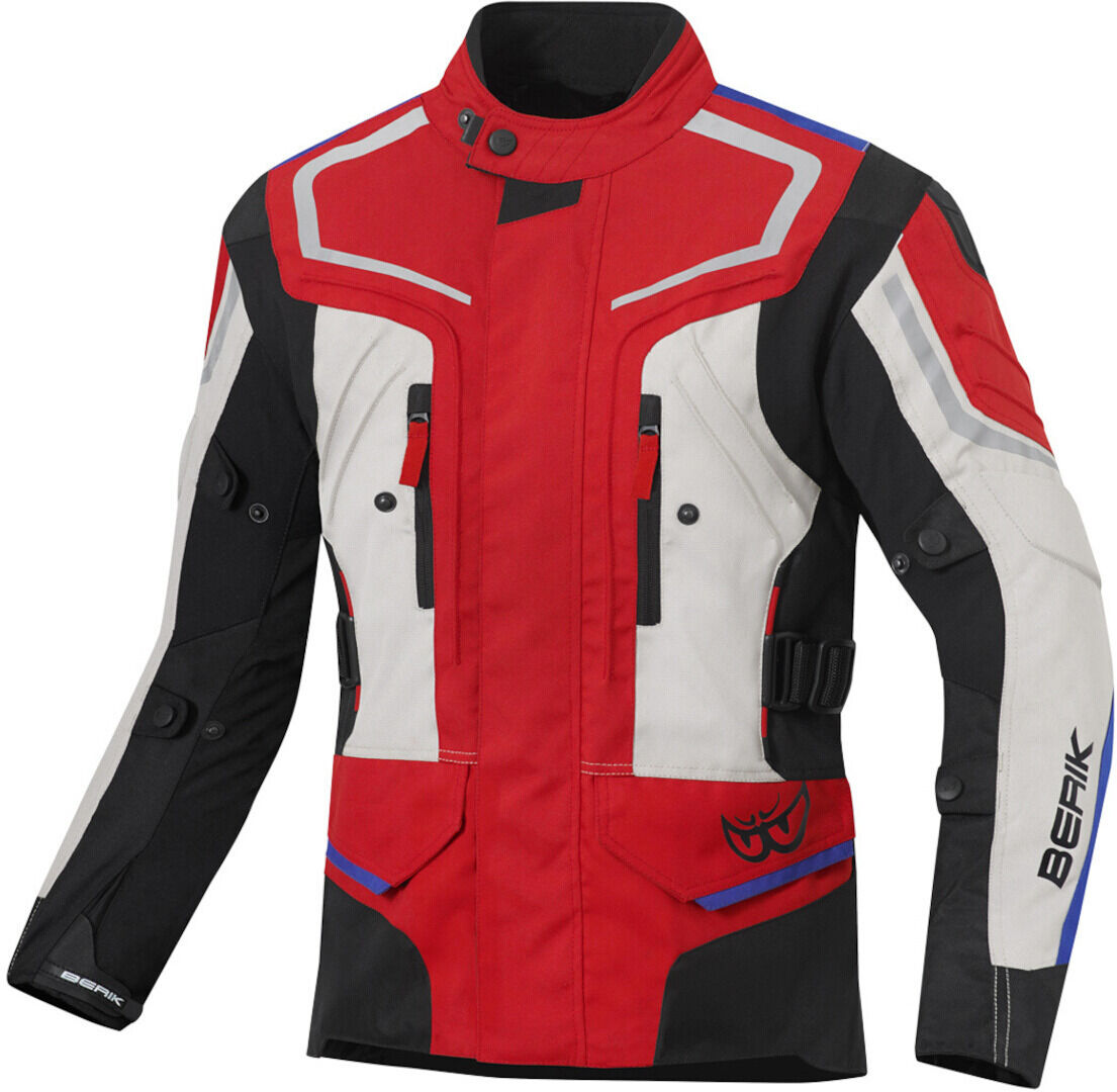 Berik Rallye Chaqueta textil de motocicleta impermeable - Negro Rojo Azul Beige (60)