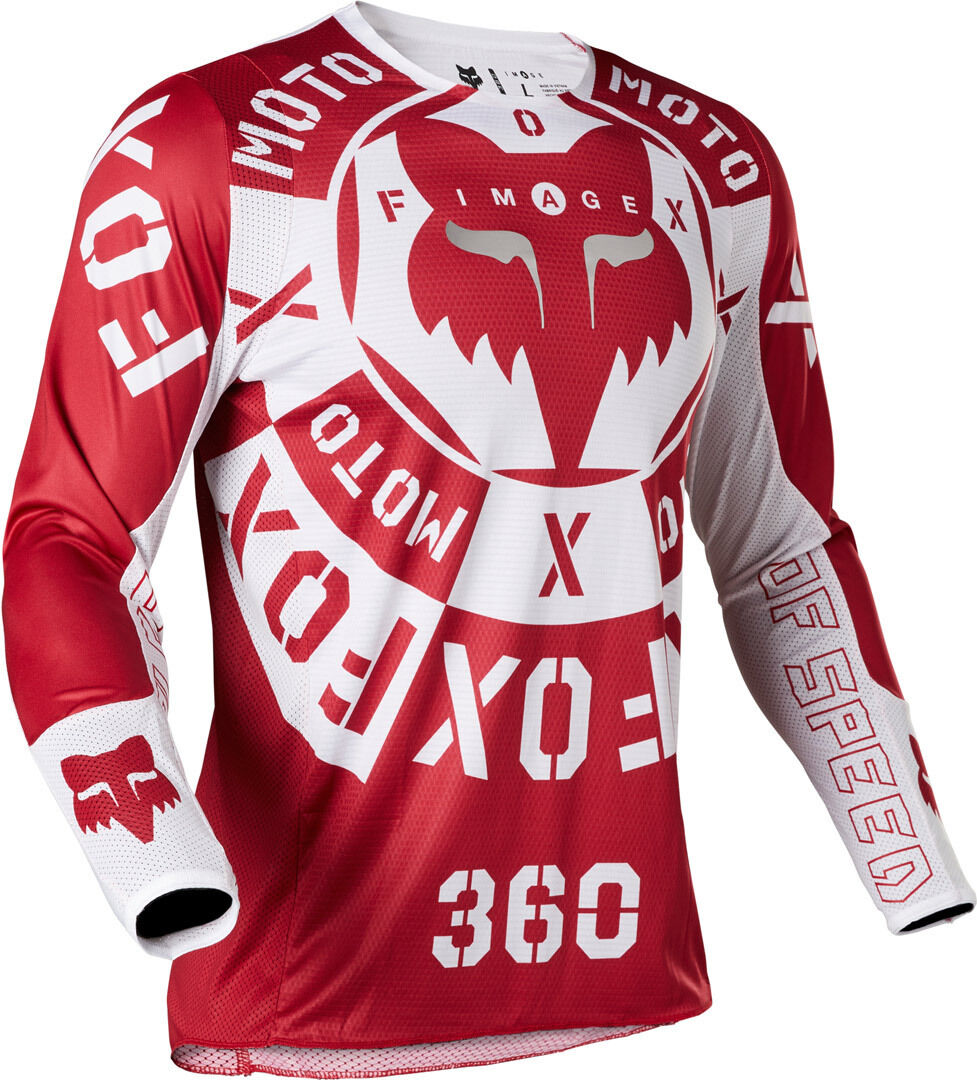 Fox 360 Nobyl Maillot de Motocross - Blanco Rojo (S)