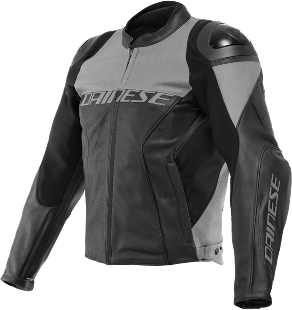 Dainese Racing 4 Chaqueta de cuero de motocicleta perforada - Negro Gris (46)