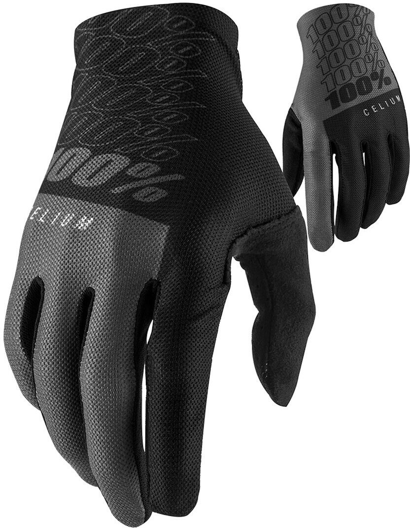 100% Celium Guantes de bicicleta - Negro Gris (XL)