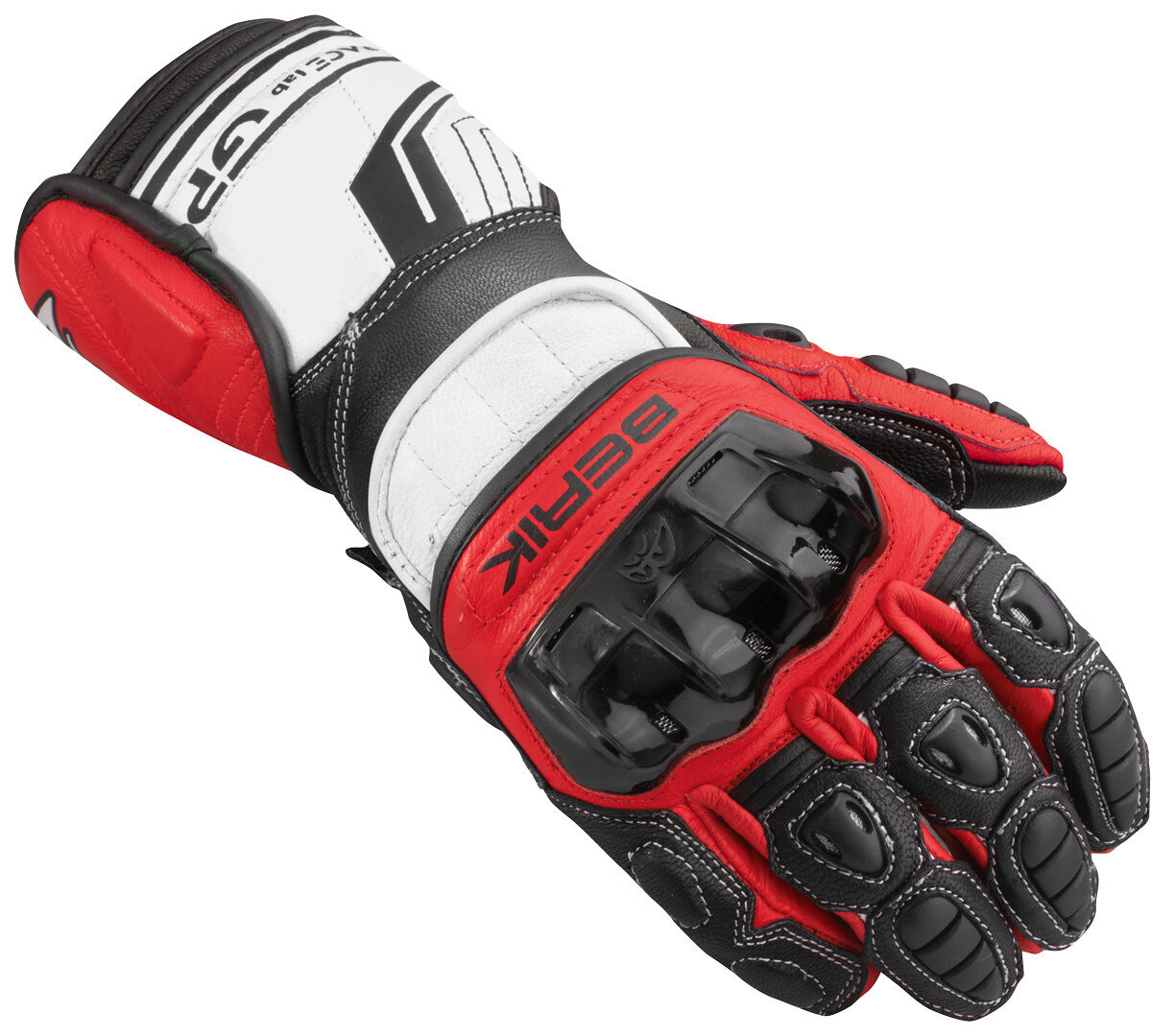 Berik Track Pro Guantes de motocicleta - Negro Blanco Rojo (S)