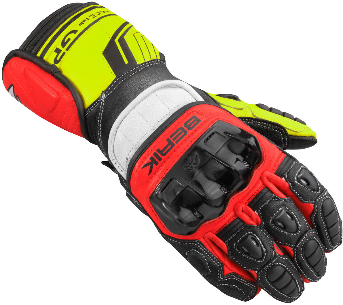 Berik Track Pro Guantes de motocicleta - Negro Rojo Amarillo (S)