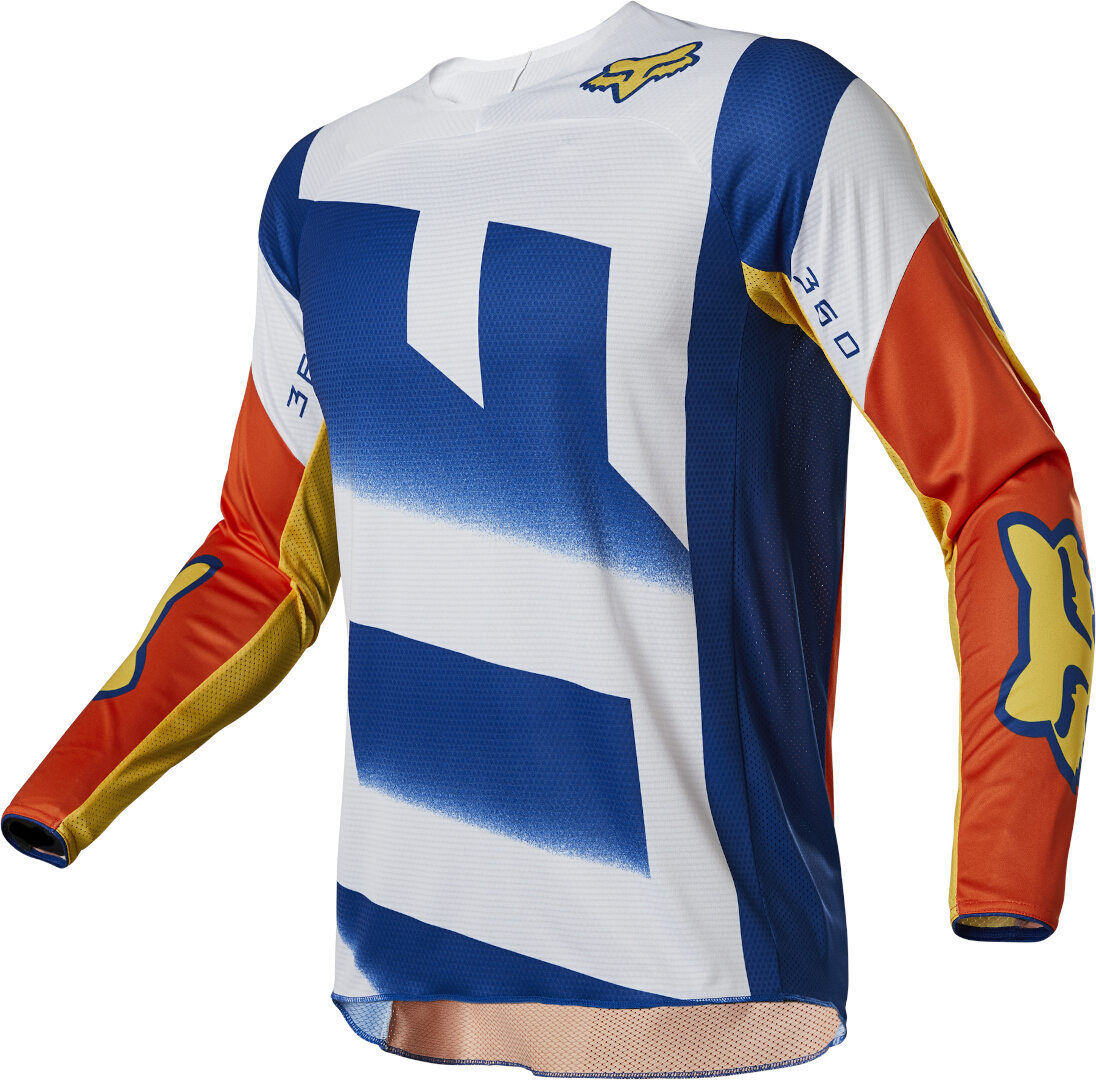 Fox 360 Rkane Maillot de Motocross - Azul Naranja (XL)