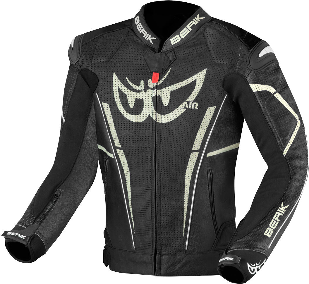 Berik Street Pro Evo Chaqueta de cuero para motocicleta - Negro Blanco (54)