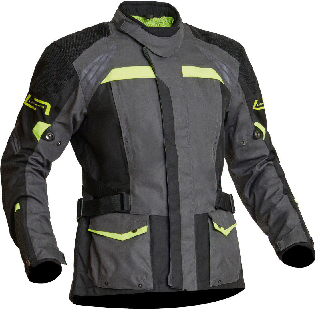 Lindstrands Transtrand Chaqueta textil impermeable para motocicleta - Negro Gris Amarillo (50)