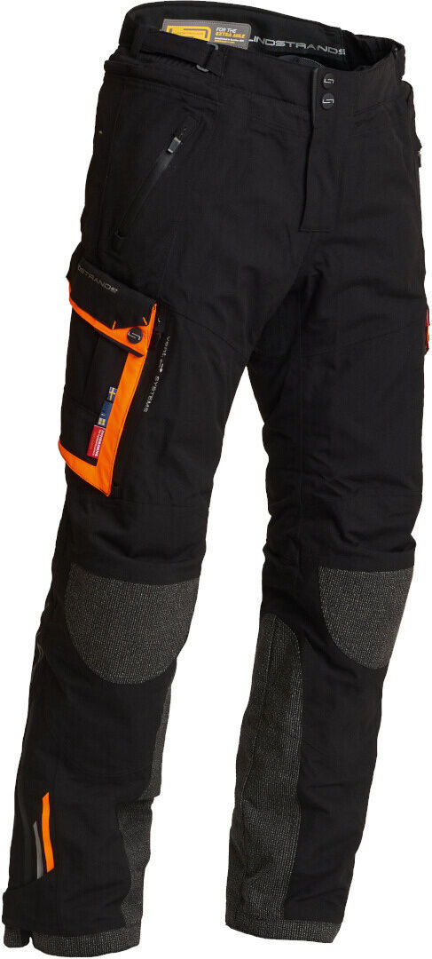 Lindstrands Sunne Pantalones textiles impermeables para motocicletas - Negro Naranja (58)