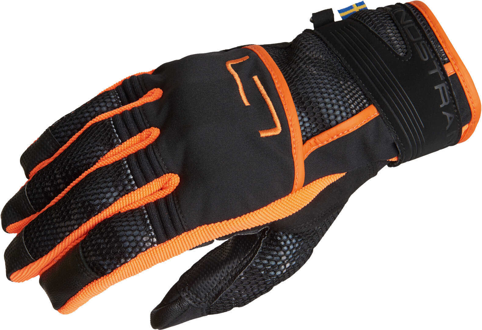 Lindstrands Nyhusen Guantes de motocicleta - Negro Naranja (2XL)