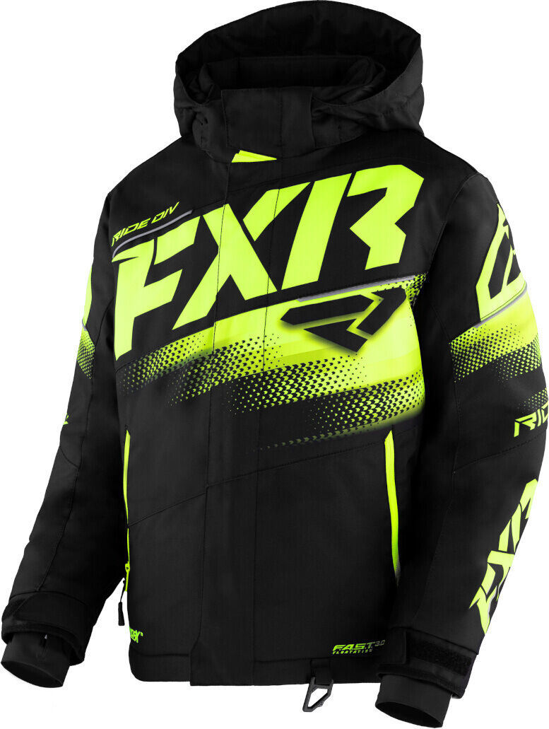 FXR Boost 2023 Chaqueta para moto de nieve juvenil - Negro Amarillo (XS 32 42)