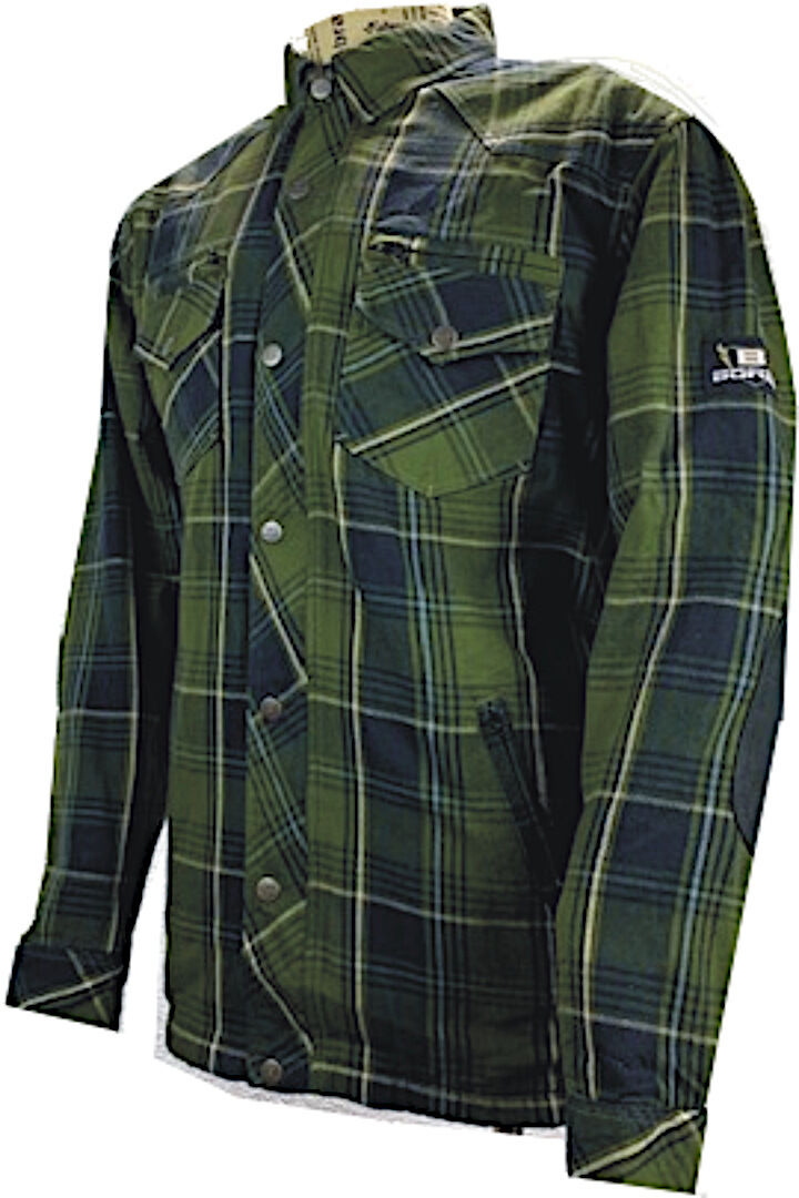 Bores Lumberjack Premium Camisa de moto - Negro Blanco Verde (M)