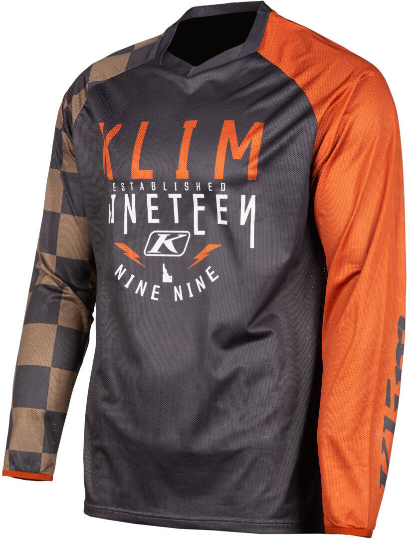 Klim Petrol Checkered 2023 Maillot de motocross - Negro Naranja