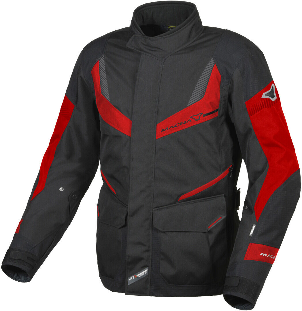 Macna Rancher chaqueta textil impermeable para motocicletas - Negro Rojo (2XL)