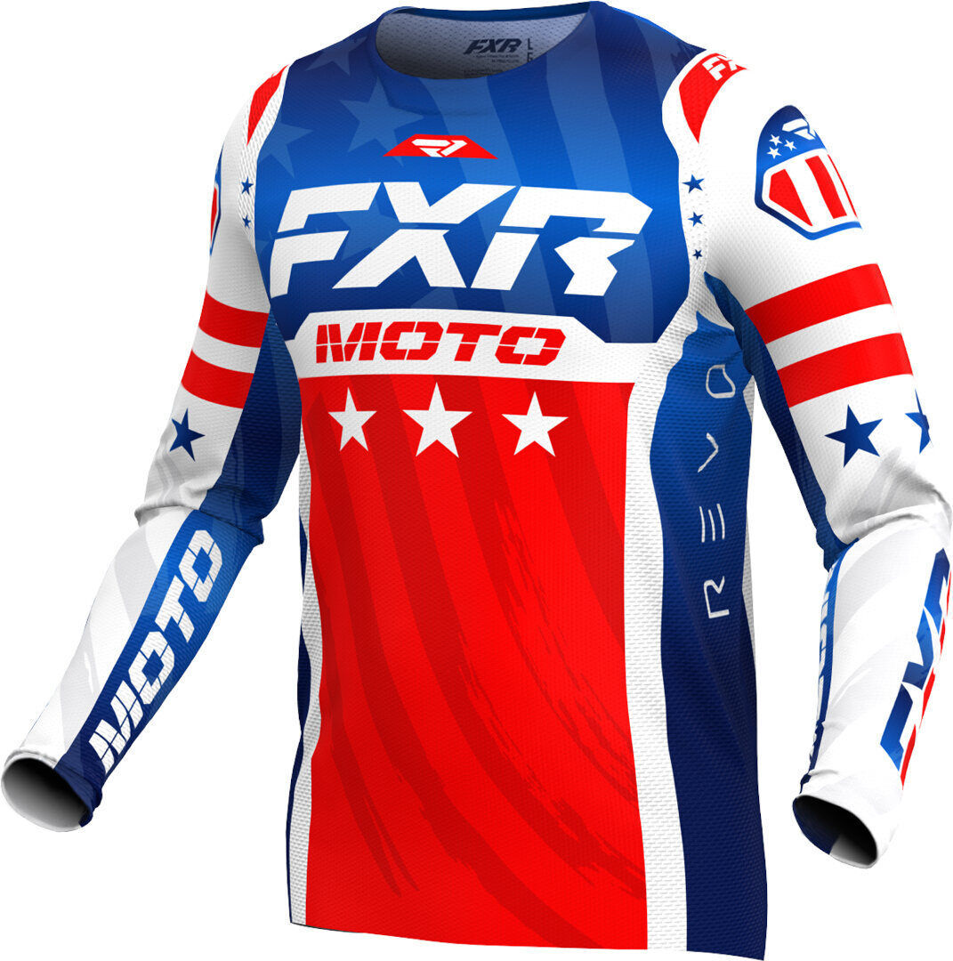 FXR Revo Pro Liberty LE Maillot de motocross - Blanco Rojo Azul