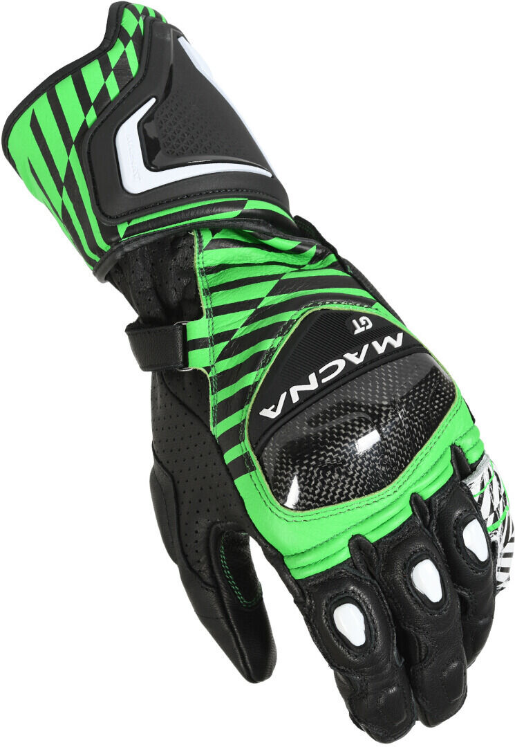 Macna GT Guantes de moto perforados - Negro Verde (2XL)