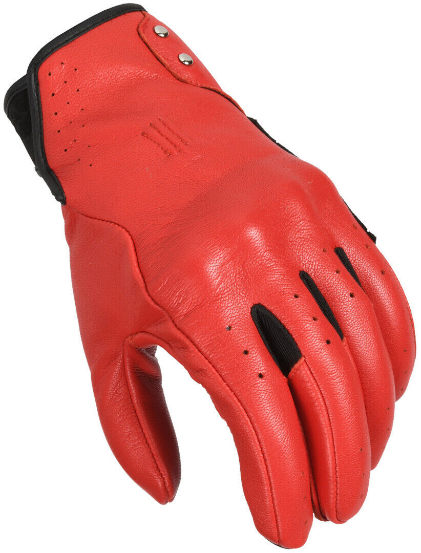 Macna Rouge Guantes de motocicleta perforados para damas - Negro Rojo (L)