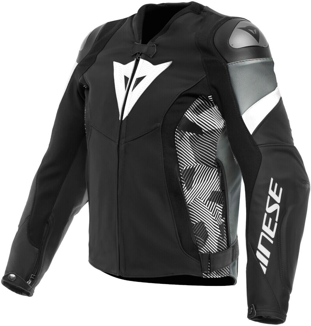 Dainese Avro 5 Chaqueta de cuero de motocicleta - Negro Gris Blanco (62)