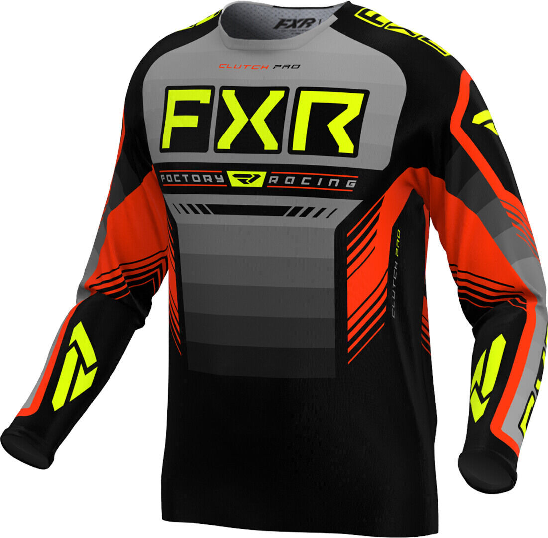 FXR Clutch Pro Hi Vis 2024 Maillot de motocross - Negro Gris Amarillo (XS)