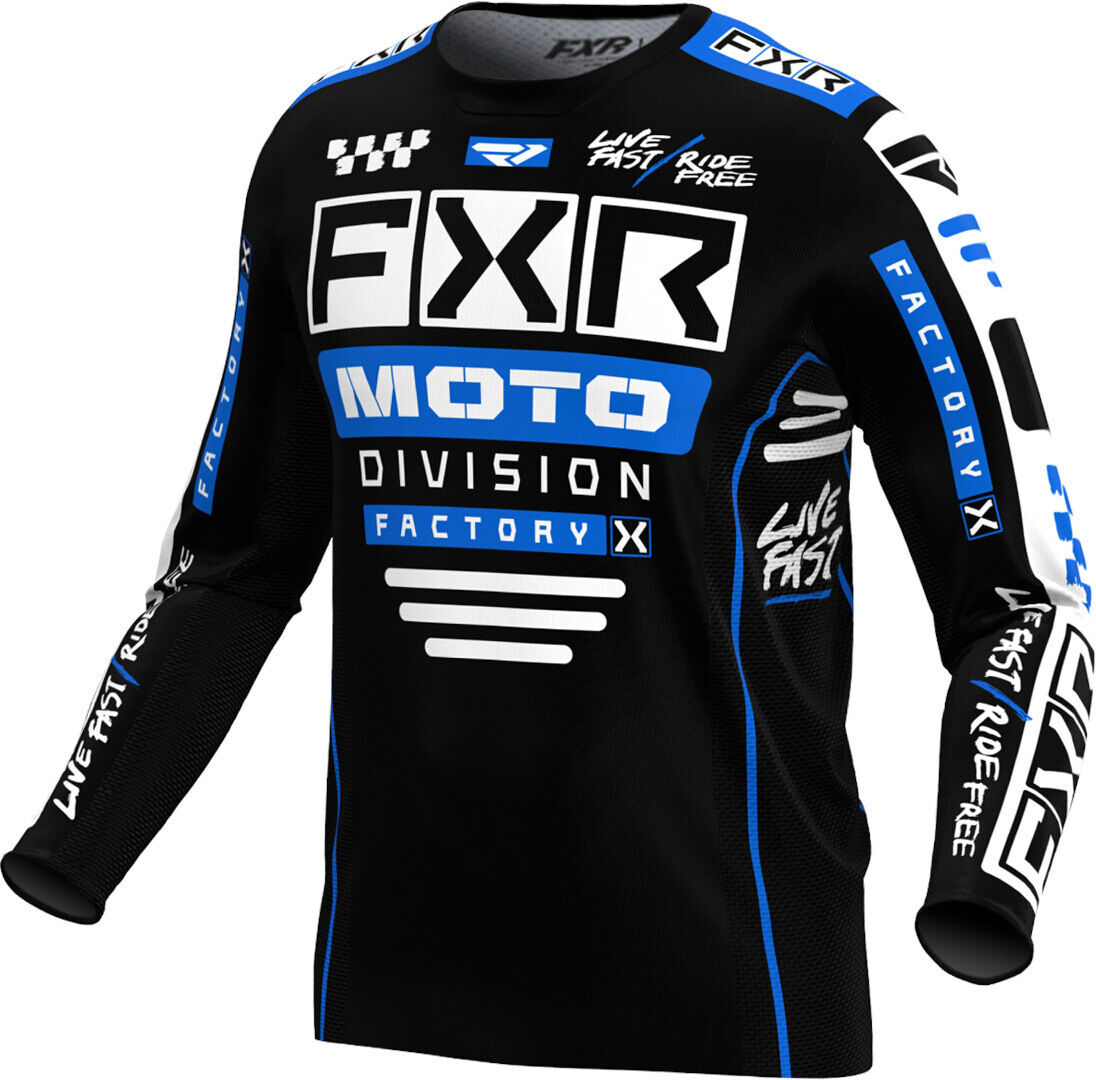 FXR Podium Gladiator 2024 Maillot de motocross - Negro Blanco Azul