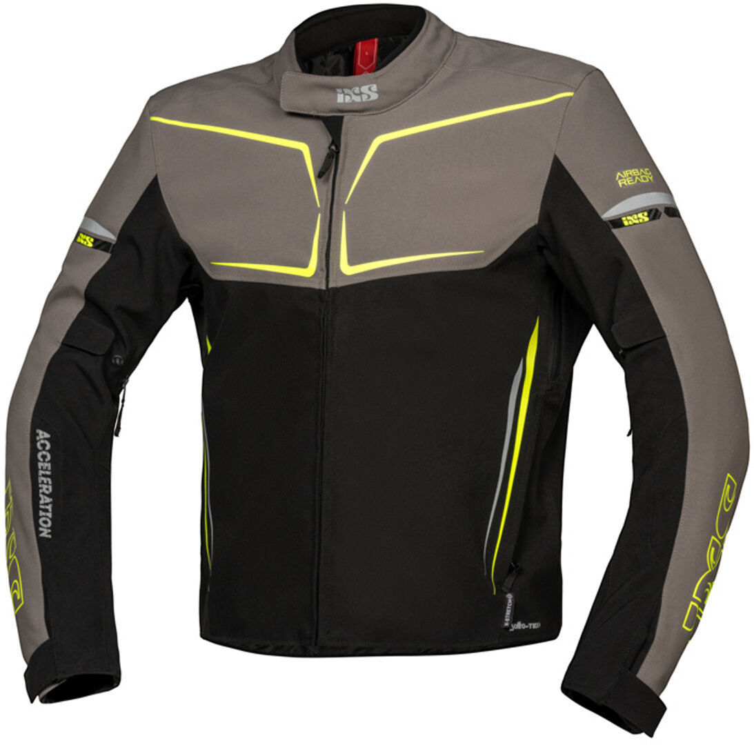 IXS TS-Pro ST+ chaqueta textil impermeable para motocicletas - Negro Gris Amarillo (L)