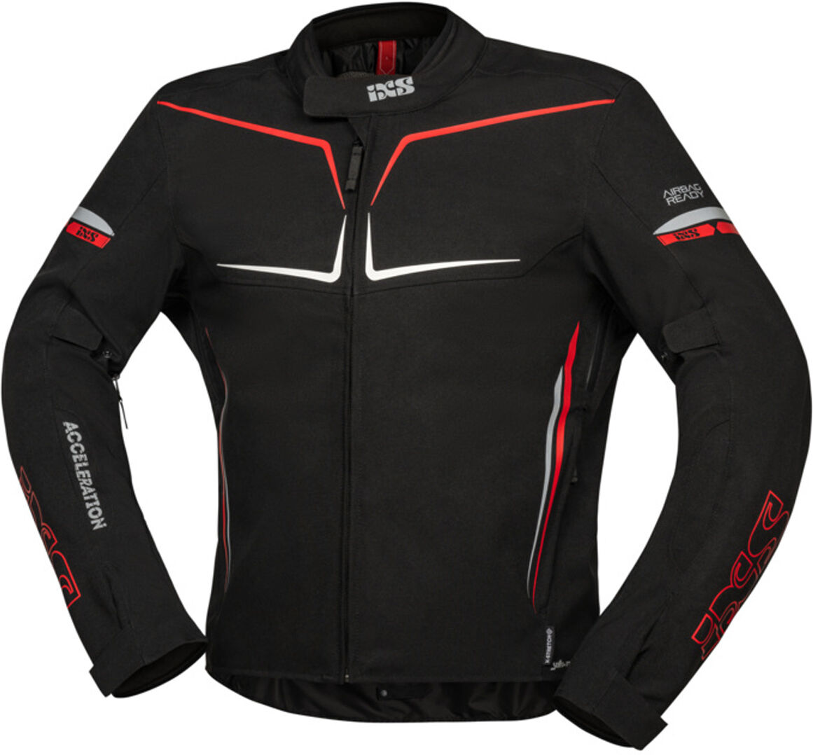 IXS TS-Pro ST+ chaqueta textil impermeable para motocicletas - Negro Rojo (L)