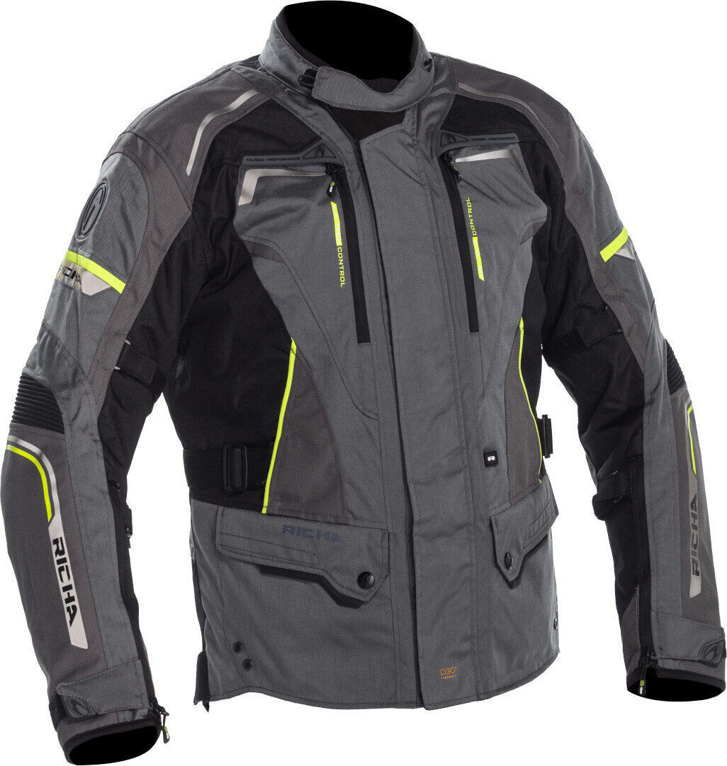 Richa Infinity 2 chaqueta textil impermeable para motocicletas - Negro Gris Amarillo (2XL)