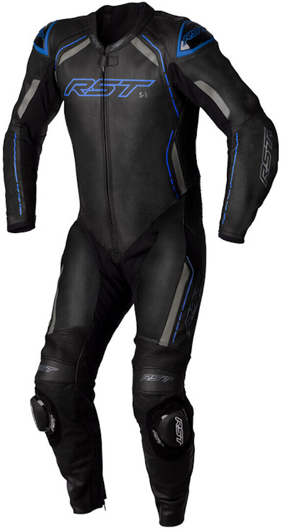 RST S1 Traje de cuero de motocicleta de 1 pieza - Negro Gris Azul (XS)