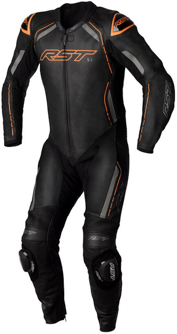 RST S1 Traje de cuero de motocicleta de 1 pieza - Negro Gris Naranja (L)