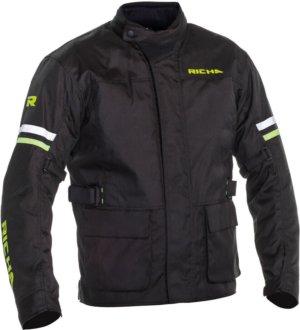 Richa Buster Long chaqueta textil impermeable para motocicletas - Negro Amarillo (2XL)