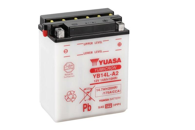 YUASA Batería  Convencional Sin Acid Pack - YB14L-A2 Batería sin paquete ácido -