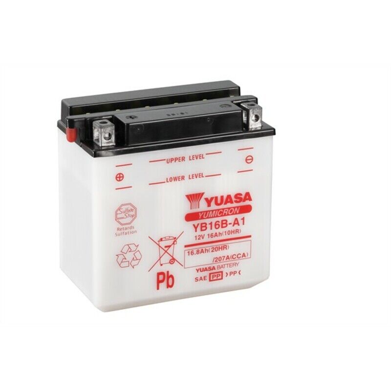 YUASA Batería  Convencional Sin Acid Pack - YB16BA-1 Batería sin paquete ácido -
