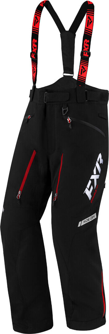 FXR Mission FX 2023 Pantalones baberos para motos de nieve - Negro Rojo (L)