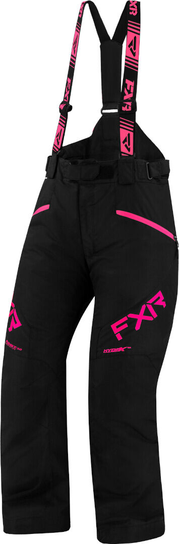 FXR Fresh 2023 Pantalones babero para motos de nieve para damas - Negro Rosa (26)
