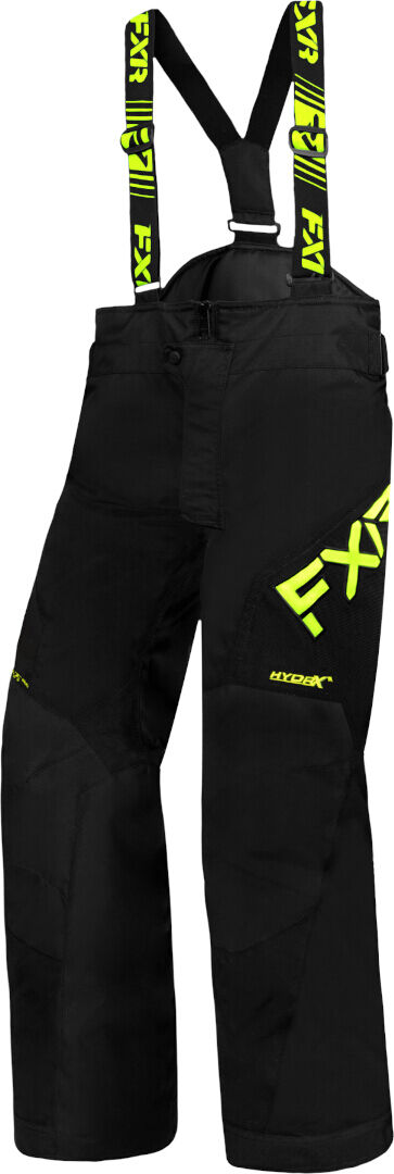 FXR Clutch 2023 Pantalones baberos para motos de nieve juveniles - Negro Amarillo (2XL 38)