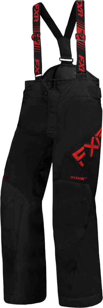 FXR Clutch 2023 Pantalones baberos para motos de nieve juveniles - Negro Rojo (2XL 38)