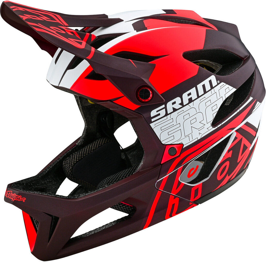 Lee Stage MIPS SRAM Vector Casco de descenso - Blanco Rojo (M L)