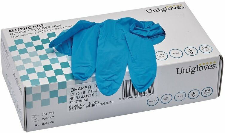 Draper Guantes de taller de nitrilo azul (100 piezas) -