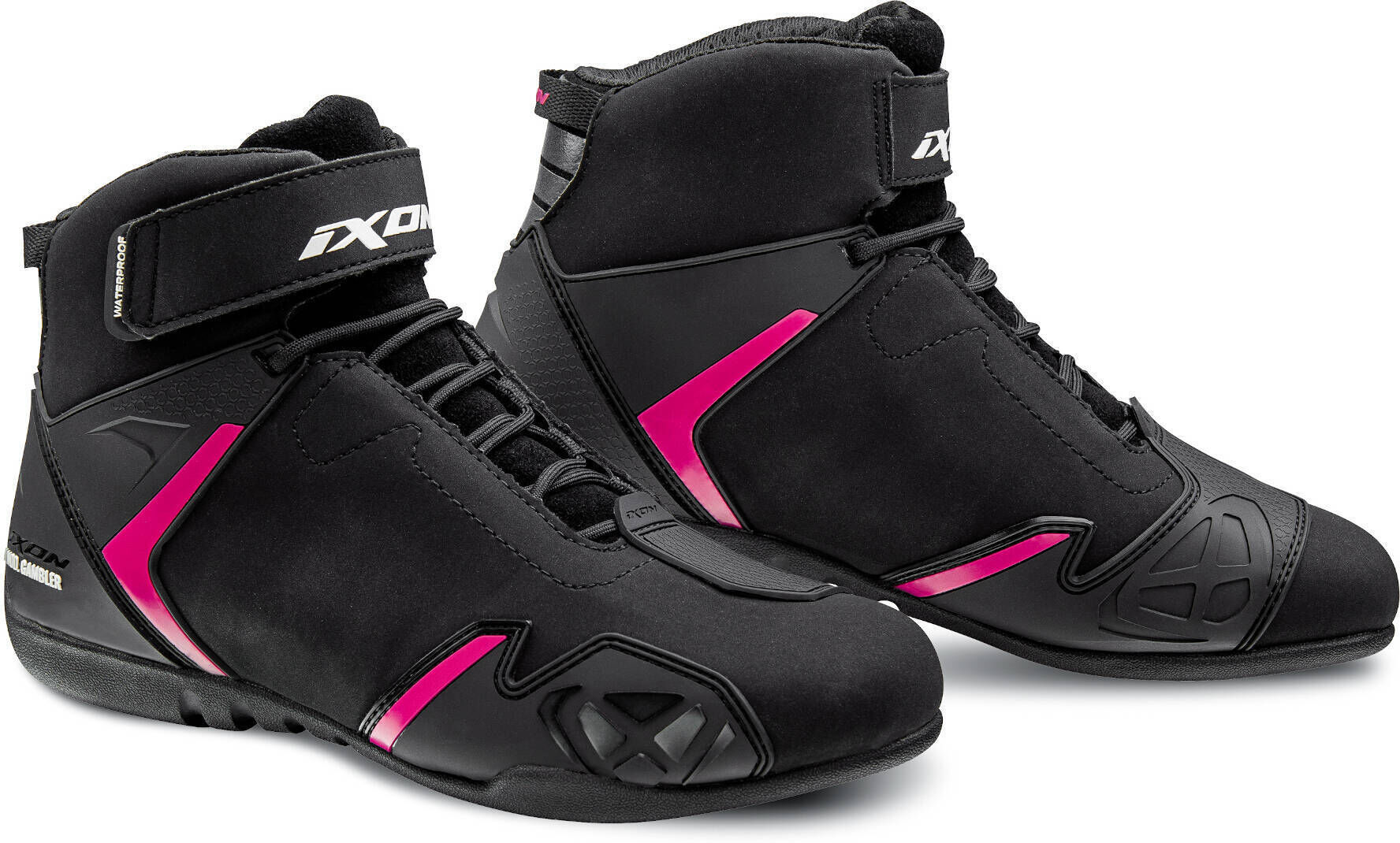 Ixon Gambler WP Señoras zapatos de motocicleta - Negro Rosa (36)