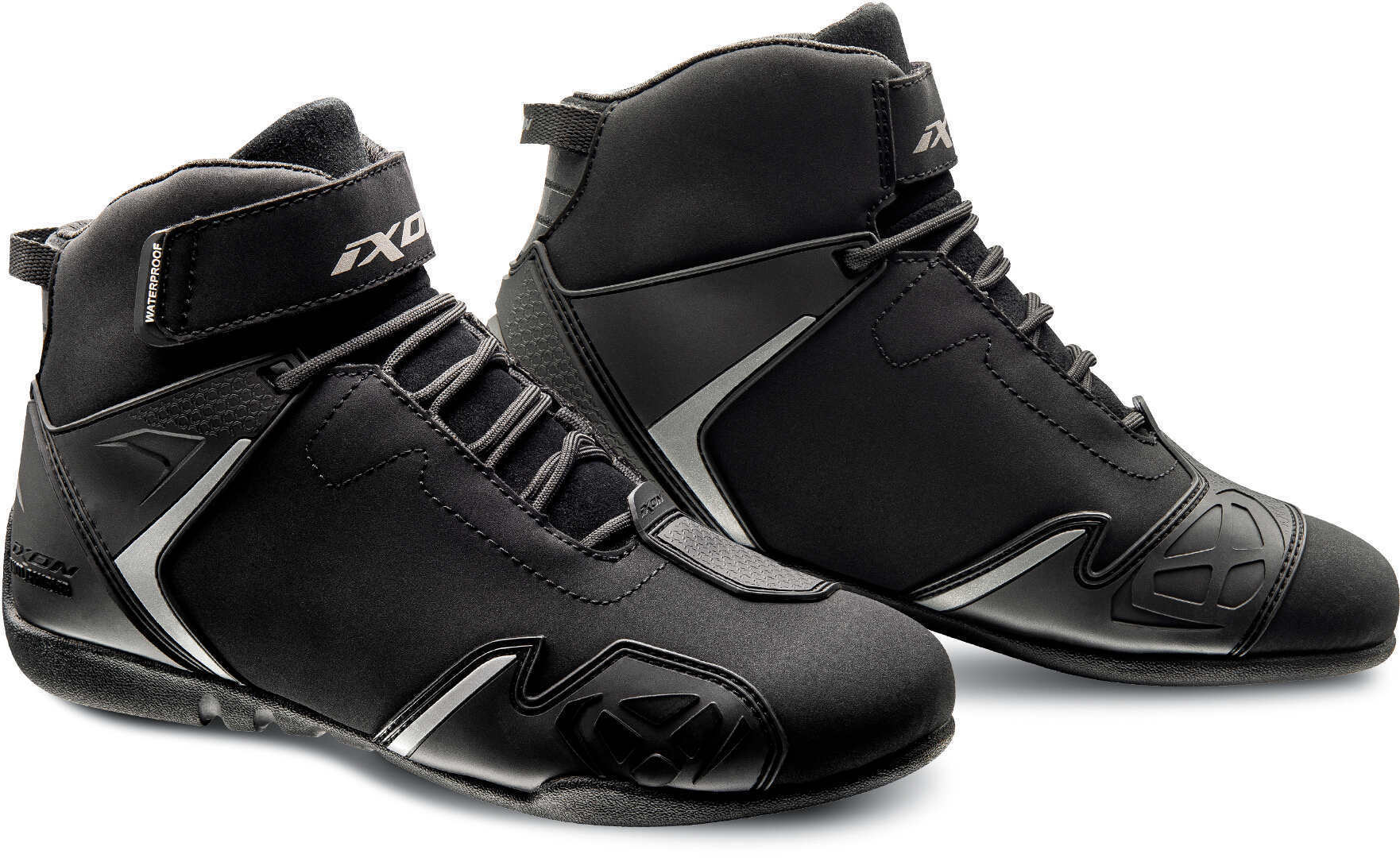 Ixon Gambler WP Señoras zapatos de motocicleta - Negro Plata (38)