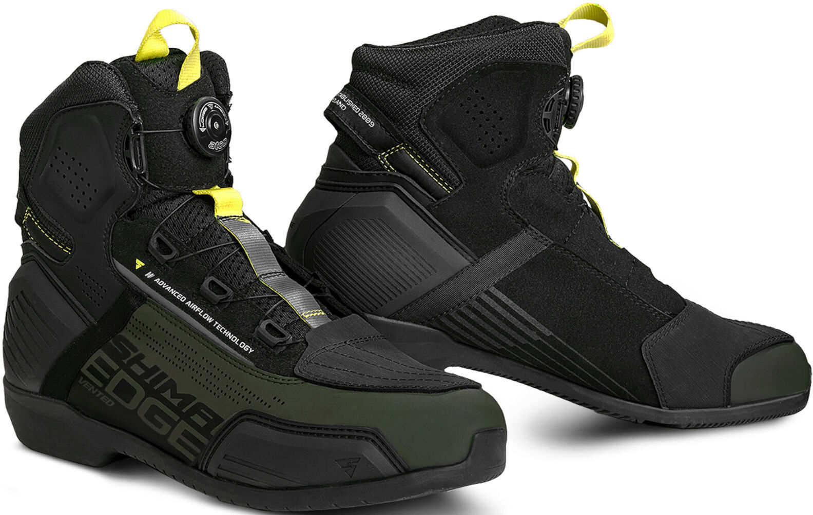 SHIMA Edge Vented Zapatos de moto - Negro Verde (45)