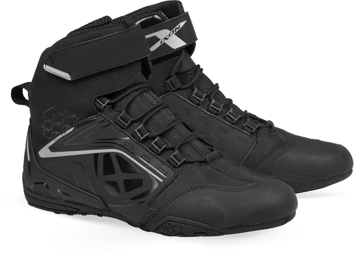 Ixon Killer WP Zapatos de moto para mujer - Negro Plata (39)
