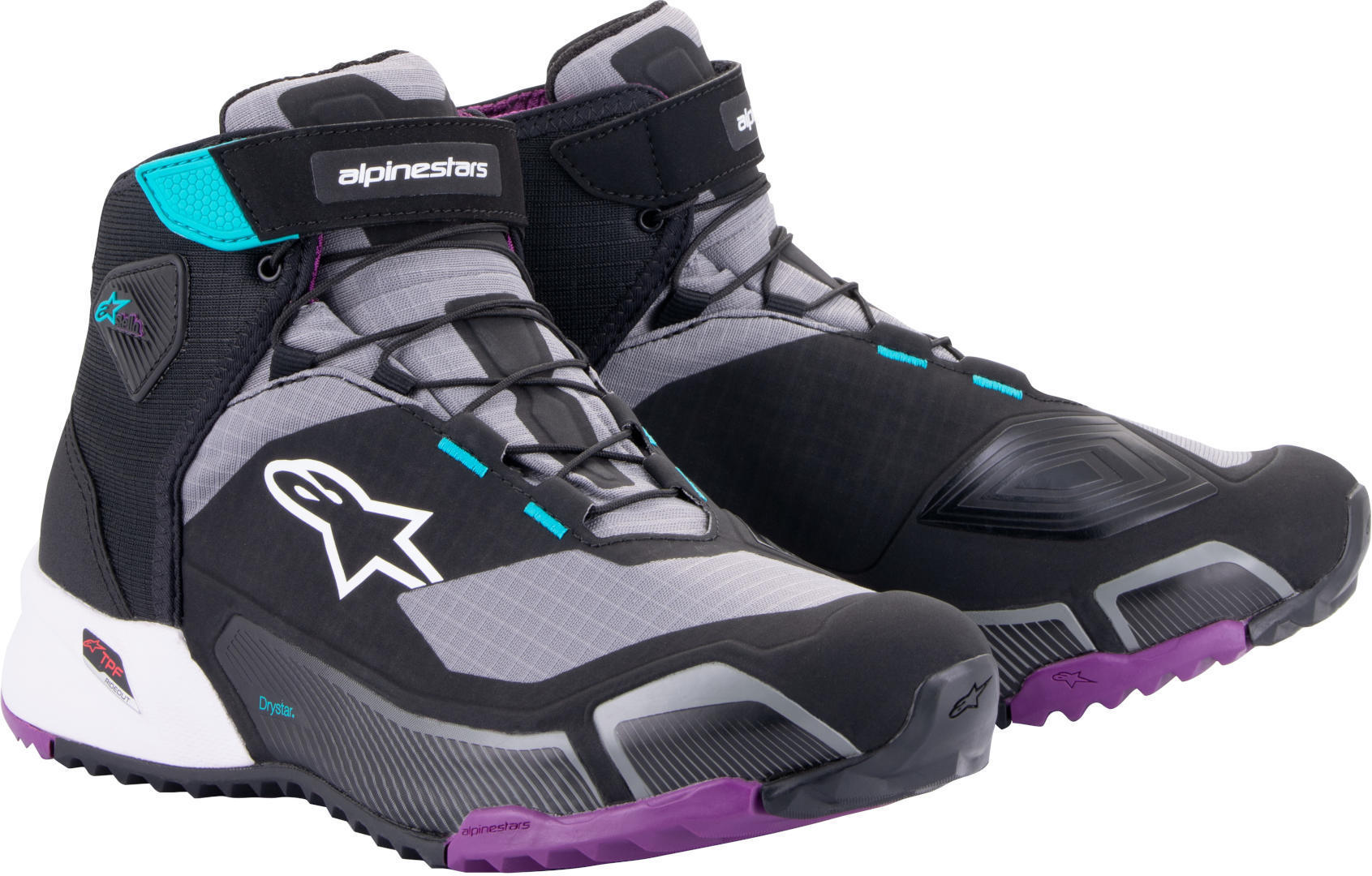 Alpinestars Stella CR-X Drystar Zapatos de moto para damas - Negro Gris Lila (43)