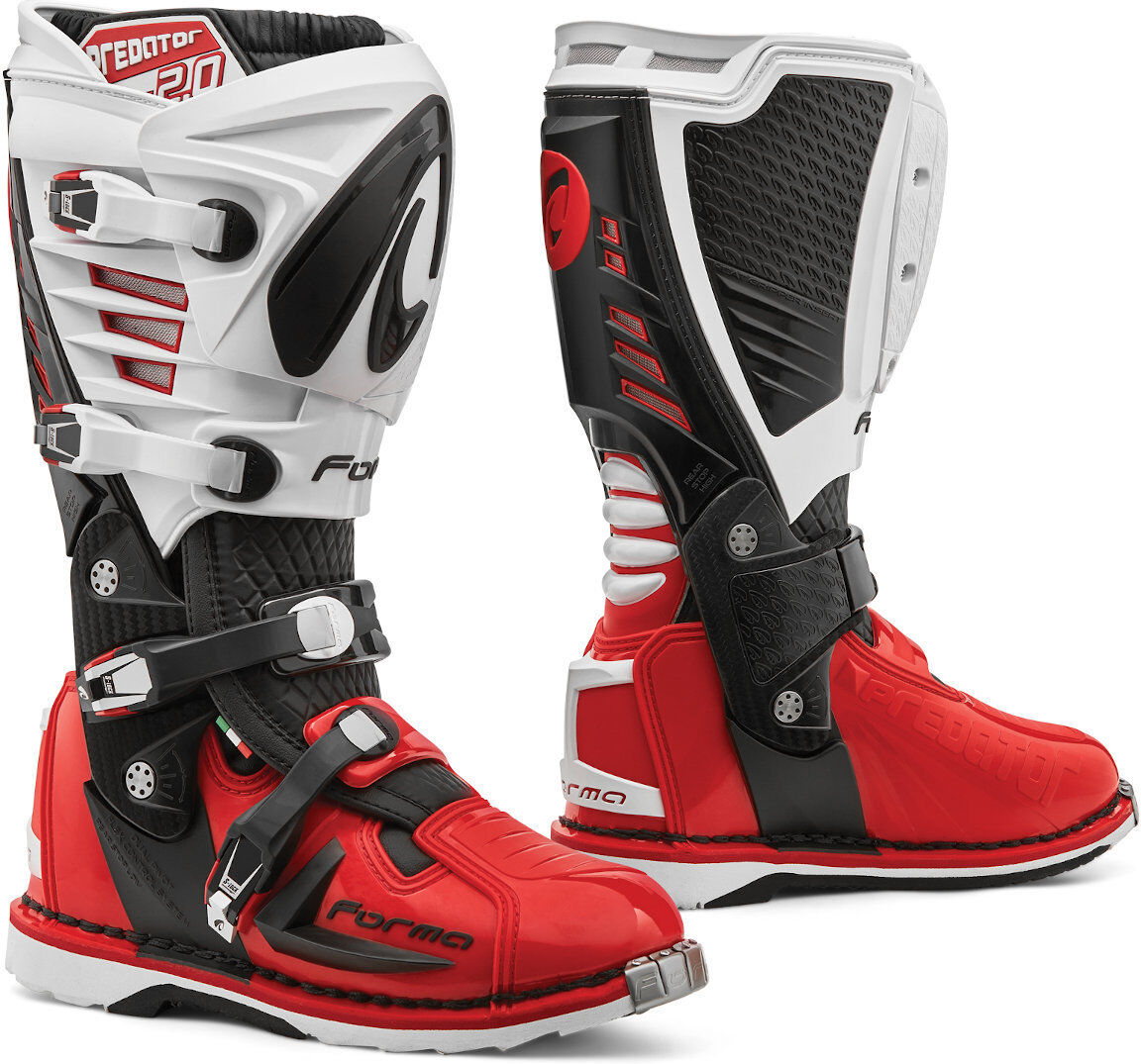 Forma Predator 2.0 Botas de Motocross - Negro Blanco Rojo (42)