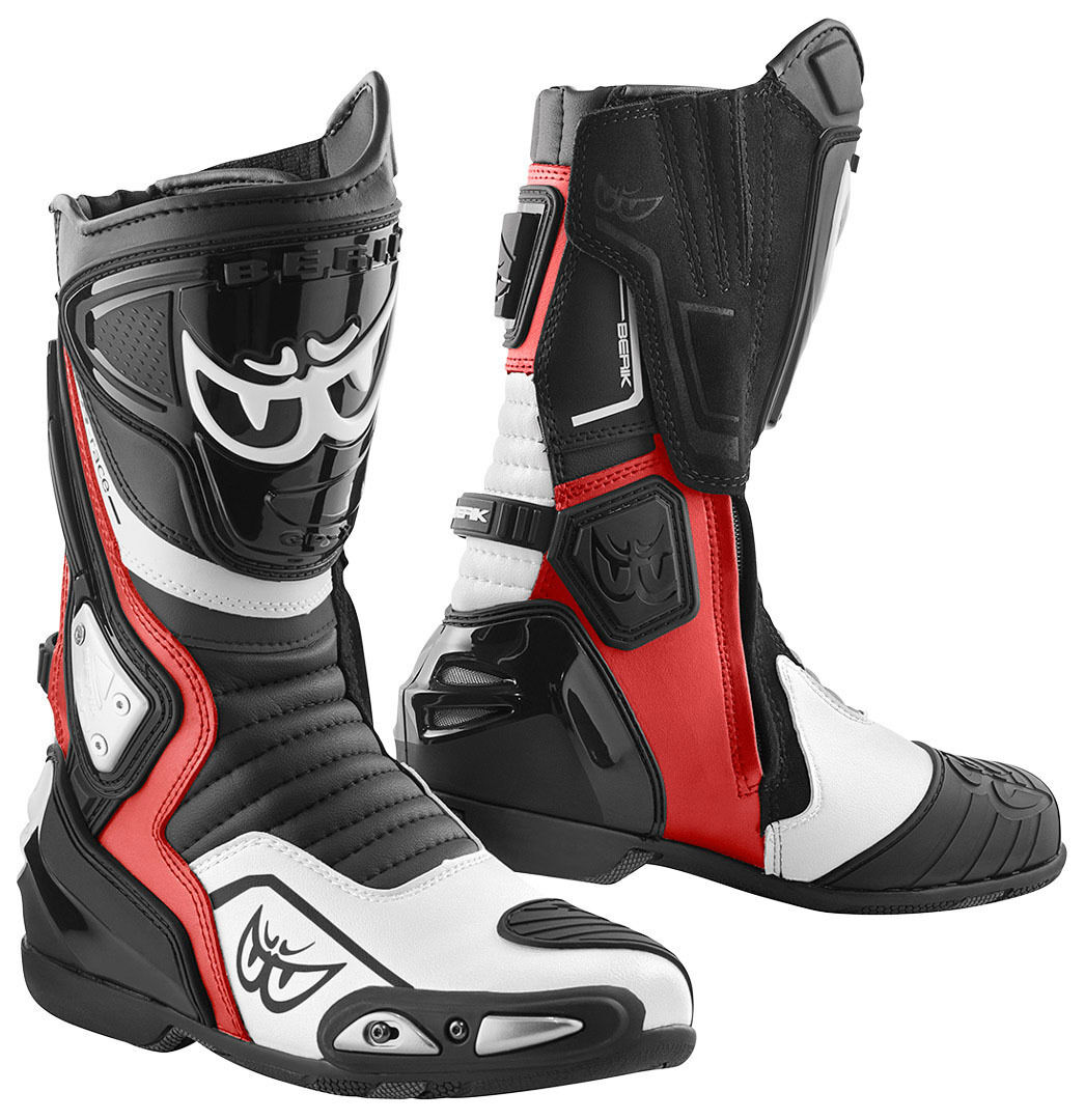 Berik Donington Botas de moto - Negro Blanco Rojo (47)