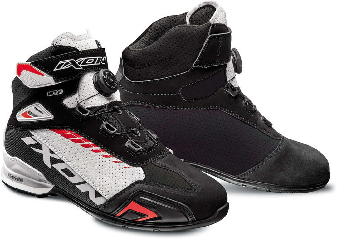 Ixon Bull Vented Zapatos de motocicleta - Negro Blanco Rojo (39)