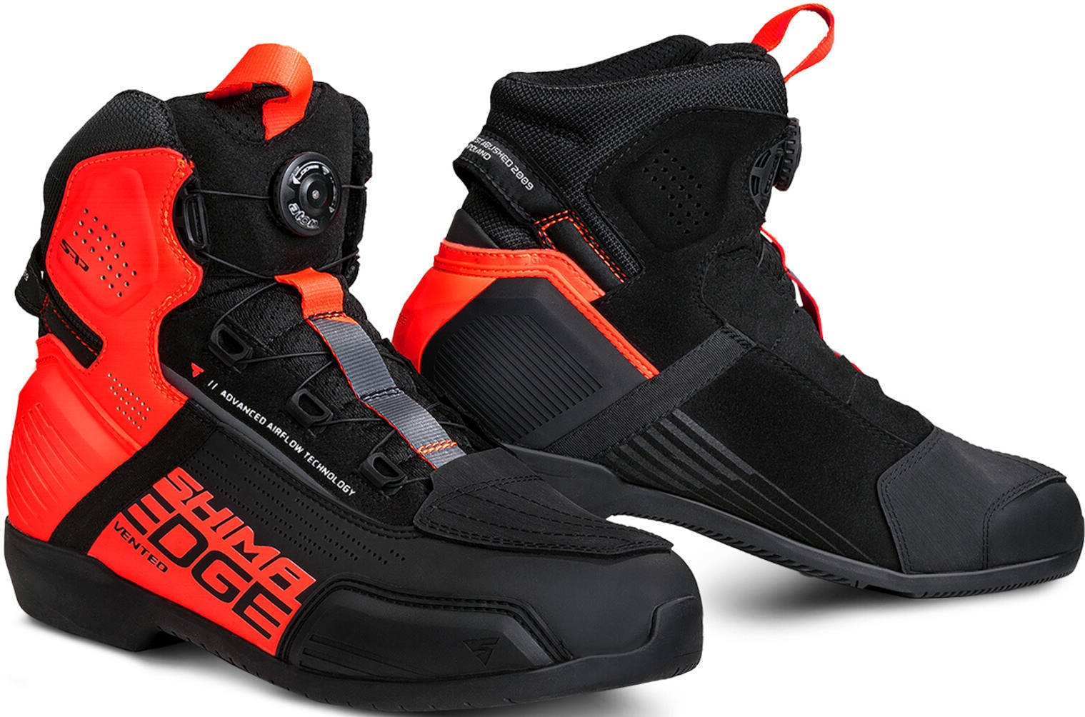 SHIMA Edge Vented Zapatos de moto - Negro Rojo (45)