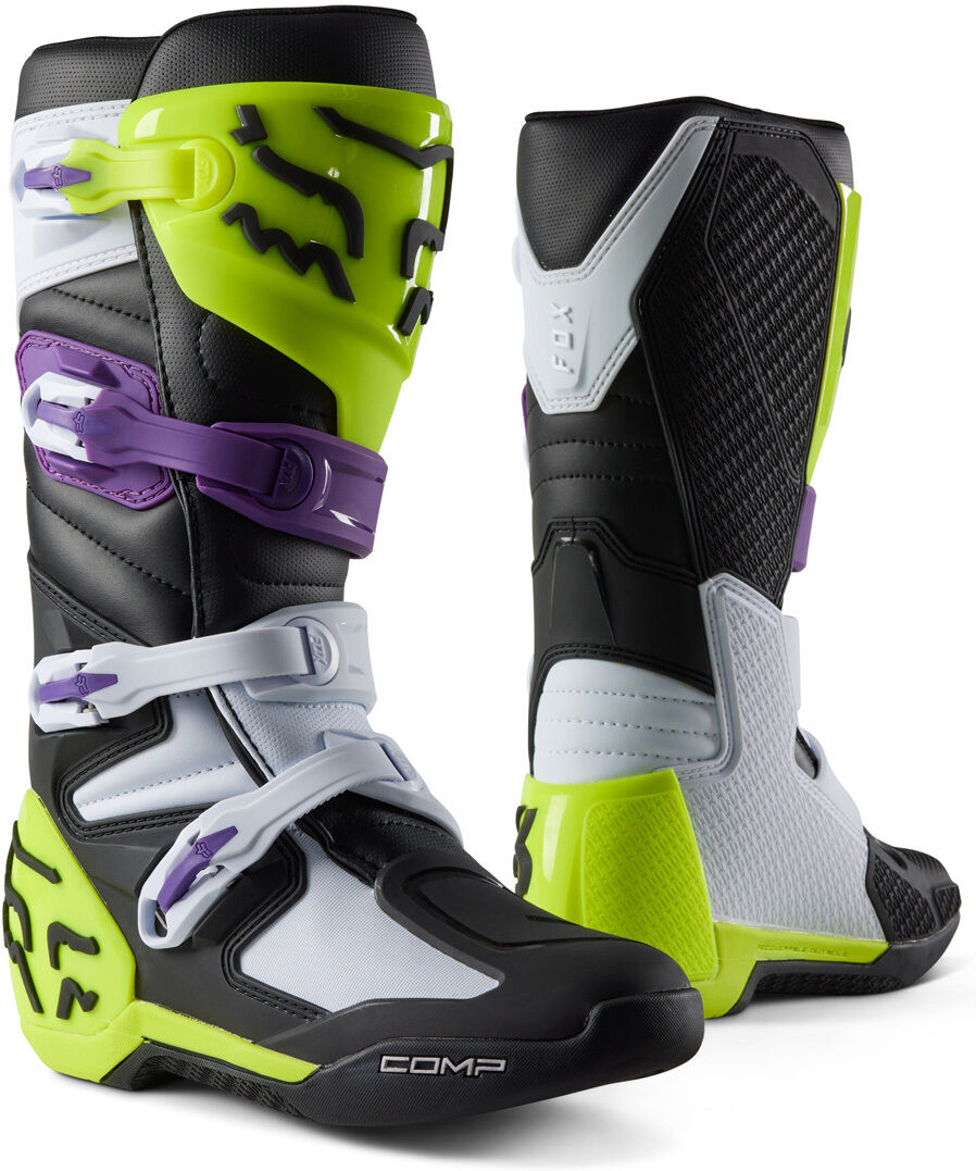 Fox Comp Botas de motocross - Negro Lila Amarillo (45 46)