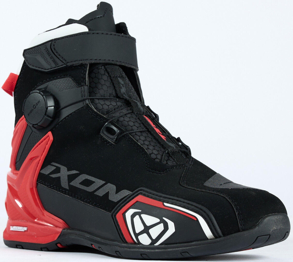 Ixon Bull 2 Zapatillas de moto impermeables - Negro Blanco Rojo (45)