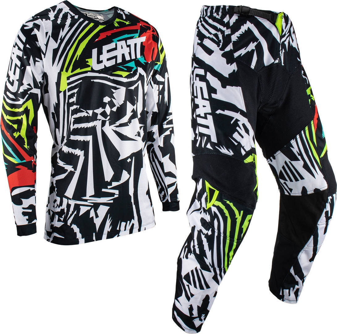 Leatt 3.5 Zebra Jersey y pantalón de motocross - Negro Blanco (L)